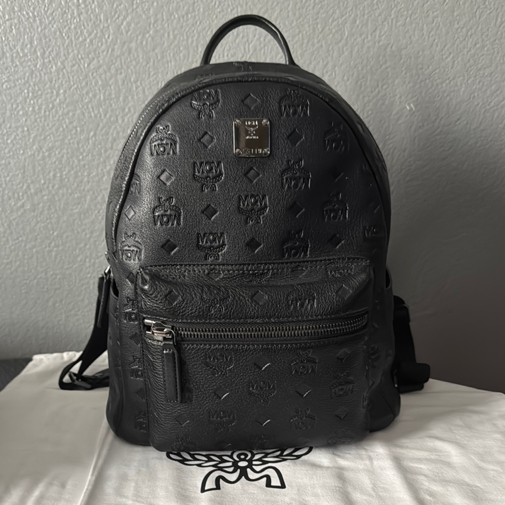 MCM Black Leather Backpack